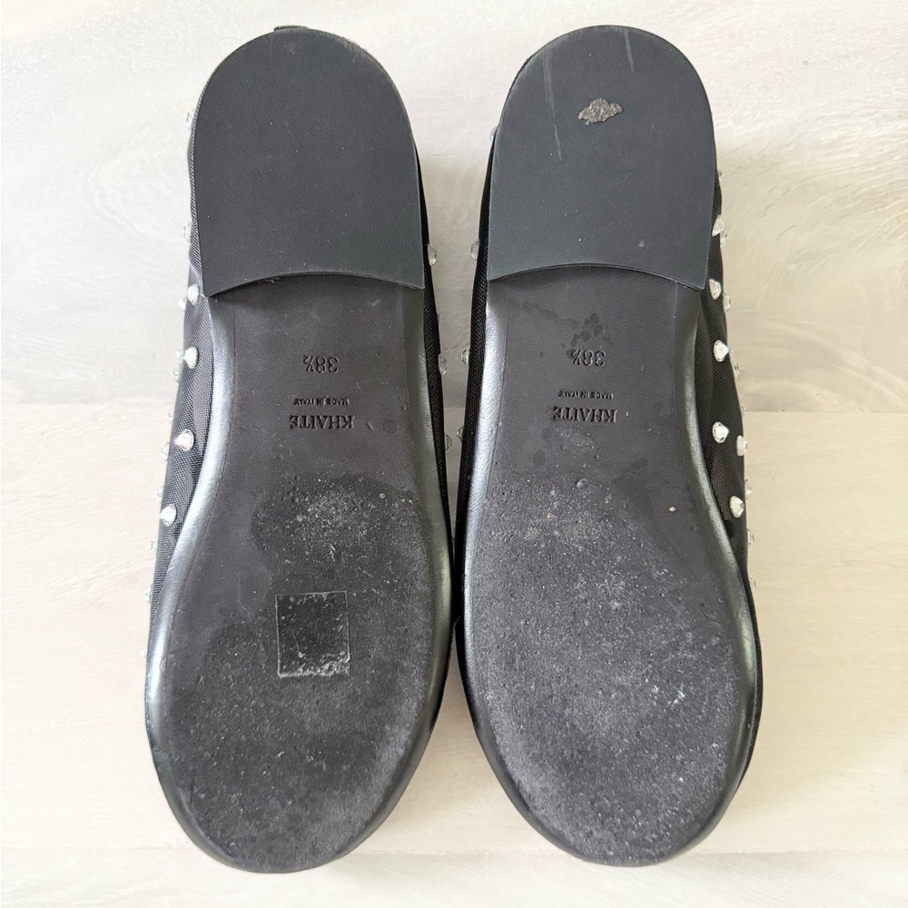 KHAITE Marcy Flat in Black Mesh with Crystals 38 1/2 38.5 - Picture 2 of 7